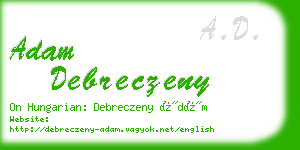 adam debreczeny business card